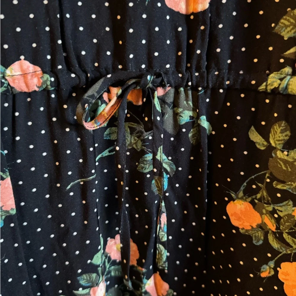 LC LAUREN CONRAD ~ Boho Horizons Black Floral Polka Dot ~ Drawstring Waist ~ XXL - Picture 2 of 9